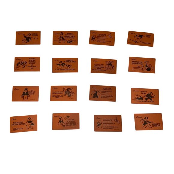 Vintage 1996 Monopoly Chance Cards Complete Set Replacement Parts Orange - Picture 1 of 4